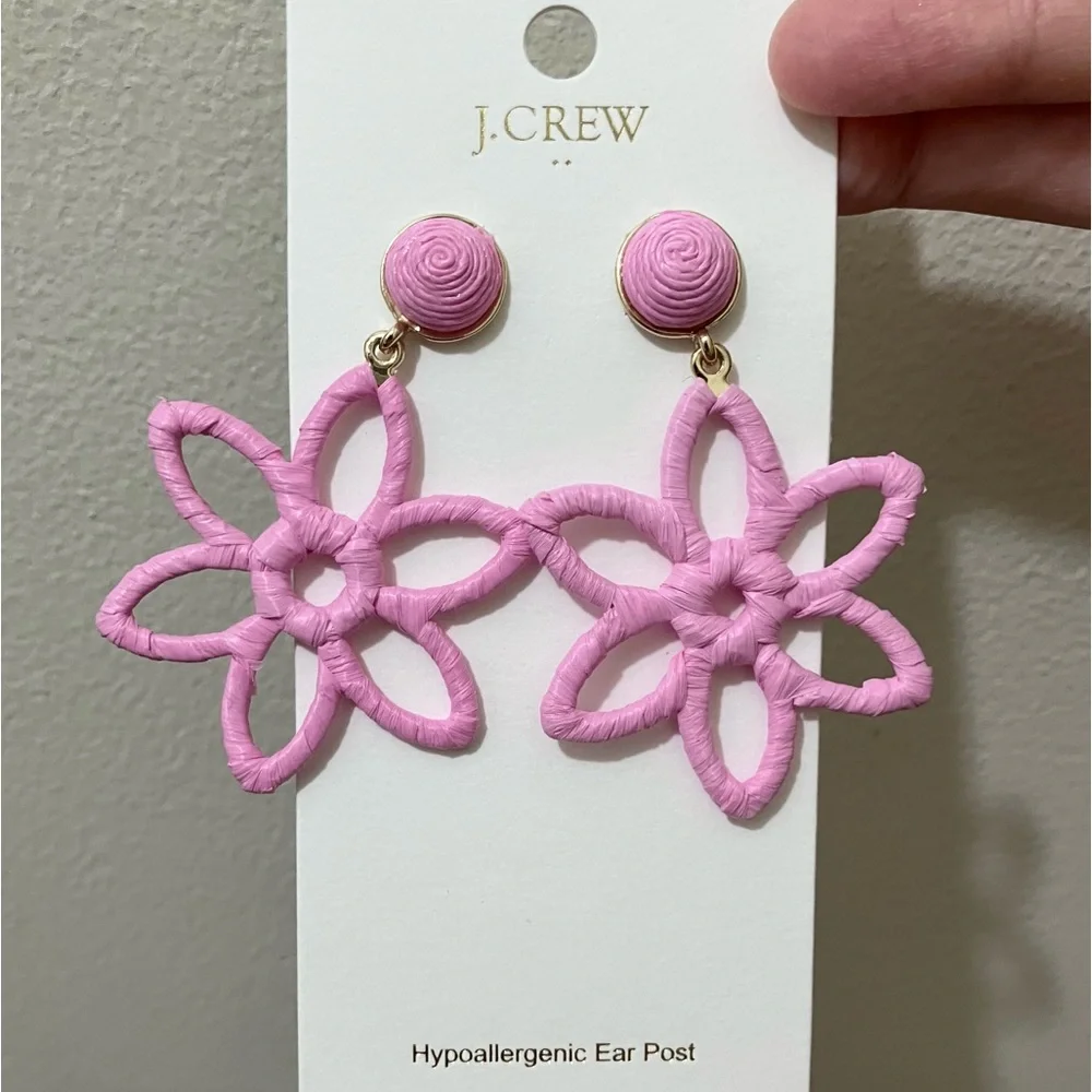 NWT J. Crew Factory Wrapped Flower Earrings, Lotus Floral Soft Girl Boho Hippie